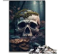 Puzzle da 1000 pezzi per adulti, teschio nella foresta, in legno, regalo perfetto per genitori, amanti e amici - età 14+, 50x75cm, gioco interattivo per famiglie