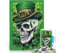Puzzle da 1000 pezzi per adulti Teschio per il giorno di San Patrizio Assemblaggio del modello Regalo di compleanno, regali, arte murale 52x38cm
