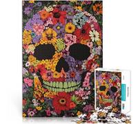 Puzzle da 1000 pezzi per adulti Teschio tra i fiori Antistress Vacanza in patria Uccidere il tempo perché è ideale come regalo per tutta la famiglia 52x38cm