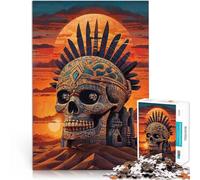 Puzzle da 1000 pezzi per adulti Teschio tribale al tramonto Gioco di famiglia antistress sfida difficile Adatto per la decorazione del desktop 50x70cm