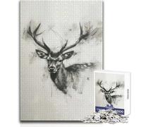Puzzle da 1000 pezzi per adulti, testa di cervo in carboncino, gioco impegnativo, giocattoli, idee regalo, sfide difficili, dimensioni 38x52cm