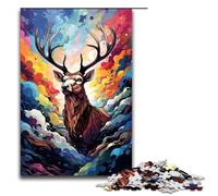 Puzzle da 1000 pezzi per adulti Testa di cervo nel cratere circondata da schizzi Un sacco di puzzle da usare 75x50 cm