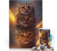 Puzzle da 1000 pezzi per adulti Teste di gatto Difficile da completare ma divertente e umoristico Migliorare l'amore tra le coppie 38x26cm
