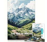 Puzzle da 1000 pezzi per adulti The Haute Route︰ Francia e Svizzera Taglio preciso Arte Gioco creativo per la mente Tempo libero Divertente Gioco di compleanno Regalo (38x52cm)