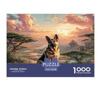Puzzle da 1000 pezzi per adulti, The Impossible Challenge, 52x38 cm/1000 pezzi, Cane carino, Pastore nella savana, 100% cartone riciclato
