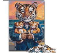 Puzzle da 1000 pezzi per adulti, Tiger Family JigsawPuzzle da 1000 pezzi per adulti, gioco di attività per famiglie per adolescenti, rompicapo impegnativo (dimensioni 26x38cm)