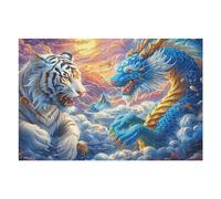 Puzzle Da 1000 Pezzi Per Adulti Tiger Vs Dragon 1000 PCS 75x50cm Livello Intermedio Ottimo Per Miglioramento Competenze Allenamento Pensiero Logico Regalo