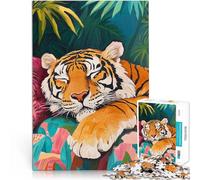 Puzzle da 1000 pezzi per adulti Tigre addormentata nella giungla Sfida di gioco educativo giocattolo Adatto per la decorazione del desktop 75x50cm