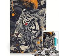 Puzzle da 1000 pezzi per adulti, Tigre arrabbiata dagli occhi rossi, gioco impossibile, sfida difficile, per rafforzare l'amore tra le coppie 50x75cm