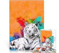 Puzzle da 1000 pezzi per adulti Tigre bianca 224 Difficile da completare ma divertente e umoristico Migliorare l'amore tra le coppie 52x38cm
