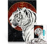 Puzzle da 1000 pezzi per adulti Tigre bianca dell'ovest Fatto di cartone Adatto a partire dai 14 anni Assemblaggio del modello Giocattoli da regalo misurare:38x52cm
