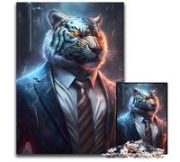 Puzzle da 1000 pezzi per adulti, Tigre bianca in abito, ideale per gli innamorati, Capodanno e San Valentino, 50x75CM/19,68x29,52 pollici.