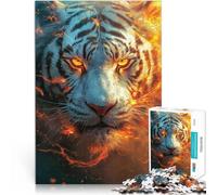Puzzle da 1000 pezzi per adulti Tigre bianca in fiamme Fatto di cartone per età pari o superiore a 14 anni Giochi educativi fai da te perché è ideale come regalo per tutta la famiglia