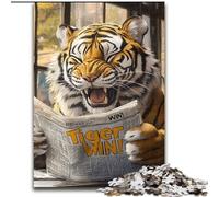 Puzzle da 1000 pezzi per adulti Tigre che legge un giornale, antistress, sfida difficile, regalo di Babbo Natale segreto per bambini dai 14 anni in su dimensioni 50x75cm