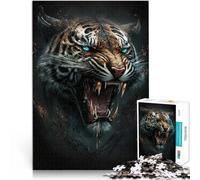 Puzzle da 1000 pezzi per adulti Tigre che ruggisce feroce Giochi educativi Decorazione della casa Migliorare l'amore tra le coppie 38x26cm