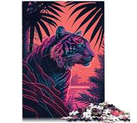 Puzzle da 1000 pezzi per adulti Tigre e Natura Retrowave Jigsaw per regali Migliora la memoria per e adolescenti da 14 anni e oltre 50 x 70 cm