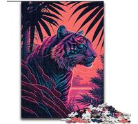 Puzzle da 1000 pezzi per adulti Tigre e natura Retrowave Puzzle da 1000 pezzi casa e l'ufficio, regalo perfetto per il compleanno Dimensioni 50X75cm