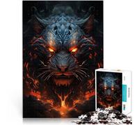 Puzzle da 1000 pezzi per adulti Tigre Fiammeggiante dell'Inferno Giocattolo educativo antistress Lista dei desideri con Babbo Natale 52x38cm
