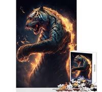 Puzzle da 1000 pezzi per adulti tigre fuoco giocattoli antistress ottimo regalo giochi rilassanti migliorare l'amore tra coppie dimensioni 38x52cm