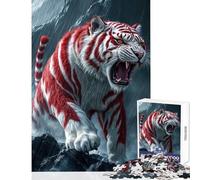 Puzzle da 1000 pezzi per adulti,tigre mistica rossa e bianca,decorazione per la casa,giocattoli,regali per donne e uomini,gioco pratico per migliorare l'amore tra coppie,dimensioni 38x52cm