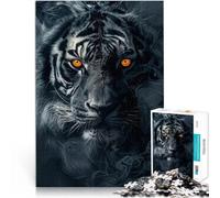 Puzzle da 1000 pezzi per adulti Tigre nel fumo nero Fatto di carta,da 14 anni in su Giocattolo educativo per l'apprendimento Regali interessanti per ridurre lo stress。misurare:38x52cm
