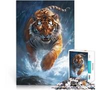 Puzzle da 1000 pezzi per adulti Tigre nella tempesta Fatto di cartone per e da 14 anni in su Gioco a quiz Attività divertenti da fare a casa, regali di compleanno, regali di viaggio misurare：26x38cm