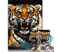 Puzzle da 1000 pezzi per adulti, tigre psichedelica, puzzle da 1000 pezzi per adolescenti, regali per decomprimere il cervello, giocattolo educativo, regali di Babbo Natale segreto, 50x75cm