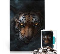 Puzzle da 1000 pezzi per adulti Tigre selvaggia di Halloween Fatto di legno，per età 14+ Difficile e impegnativo Regali di compleanno e regali unici。misurare：50x75cm/19.68x29.52pollice