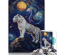 Puzzle da 1000 pezzi per adulti Tigre sotto il cielo notturno, sfida difficile antistress, ogni pezzo è unico - gioco divertente e stimolante per tutta la famiglia (38x26cm)