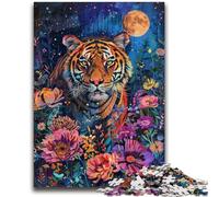 Puzzle da 1000 pezzi per adulti Tigre sotto la luna Aiuta il cervello a esercitare Giocattoli avvincenti per coltivare la pazienza Adatto alle coppie 50x75cm