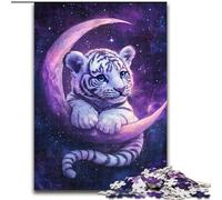 Puzzle da 1000 pezzi per adulti "Tigre sulla Luna" Puzzle per adulti intrattenimento rilassante, regalo di Natale perfetto e decorazione per la casa (dimensioni 26x38cm)