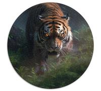 Puzzle da 1000 pezzi per adulti, tigri della foresta, gioco rompicapo rotondo per adolescenti, regalo perfetto per le feste (dimensioni 67,5x67,5 cm)