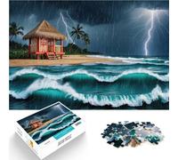Puzzle da 1000 pezzi per adulti Tiki Hut nella tempesta Difficile da completare ma divertente e umoristico Regalo di compleanno, regali 75x50cm