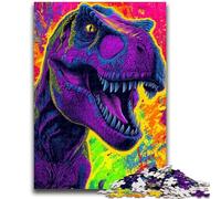 Puzzle da 1000 pezzi per adulti, tirannosauro rex psichedelico, aiuta il cervello a esercitare i giocattoli che creano dipendenza per coltivare la pazienza, adatto alle coppie, 50x75cm