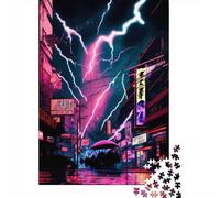 Puzzle da 1000 pezzi per adulti Tokyo Giappone Neon Puzzle quadrati creativi per adulti, puzzle di carta Decorazione per la casa Puzzle 38x26cm/1000 pezzi
