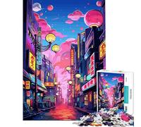 Puzzle da 1000 pezzi per adulti Tokyo Neon City gioco rilassante da parete compleanno e Natale (dimensioni 38x26cm)
