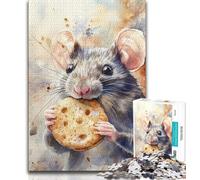 Puzzle da 1000 pezzi per adulti Topo che mangia biscotti, aiuta il cervello a esercitare i giocattoli avvincenti per coltivare la pazienza Collezione di artisti, Belle arti 38x26cm