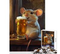 Puzzle da 1000 pezzi per adulti Topo con birra Giocattoli antistress Ottimi regali e giocattoli per giochi educativi Allena il tuo cervello e le tue mani Dimensioni 38x52cm