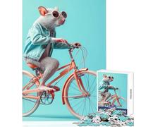 Puzzle da 1000 pezzi per adulti Topo con la bicicletta Decorazione per la casa Giocattoli Ottimo regalo per giochi Giochi rilassanti Migliorare l'amore tra coppie Dimensioni 38x52cm