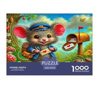 Puzzle da 1000 pezzi per adulti: Topo postino con lettera e borsa per tutta la famiglia, donne, regali per uomini 70x50 cm/1000 pezzi