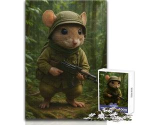 Puzzle da 1000 pezzi per adulti Topo soldato nella giungla Goditi un dolce relax e svago Vestibilità stabile Taglio preciso Dimensioni del giocattolo: 38x52cm