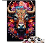 Puzzle da 1000 pezzi per adulti, tori colorati in legno, regalo perfetto per bambini dai 14 anni in su, 50x75cm, gioco rompicapo per adolescenti, regalo perfetto per le feste