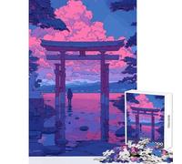 Puzzle da 1000 pezzi per adulti Torii Gate Lofi Rosa Retro Decorazione per la casa Giocattoli Idee regalo Gioco per famiglie Interessante riduzione dello stress Dimensioni 38x26cm