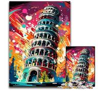 Puzzle da 1000 pezzi per adulti, Torre di Pisa colorata, puzzle in legno ad alta difficoltà, rompicapo per adolescenti, 50x75CM/19,68x29,52 pollici