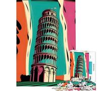 Puzzle da 1000 pezzi per adulti Torre di Pisa Italia colori giochi educativi giocattoli educativi ottimo regalo vacanza a casa per passare il tempo (dimensioni 50x75cm)