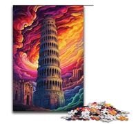 Puzzle da 1000 pezzi per adulti Torre di Pisa Italia puzzle divertente per famiglie con poster abbinato e foglio di quiz 1000 pezzi (38x26 cm)