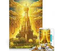 Puzzle da 1000 pezzi per adulti, Torre d'Oro con vetrate colorate, gioco impossibile, analisi e logica, per rafforzare l'amore tra le coppie 38x52cm