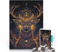 Puzzle da 1000 pezzi per adulti Totem del cervo per il giocattolo di sfida del gioco educativo con poster abbinato e foglio di quiz 38x26cm