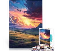 Puzzle da 1000 pezzi per adulti Tramonti su un'ampia area Giocattolo educativo intellettuale decomprimente Regalo per i compleanni 26x38cm