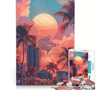 Puzzle da 1000 pezzi per adulti tramonto a Miami USA gioco pratico antistress compleanno e Natale 50x75cm